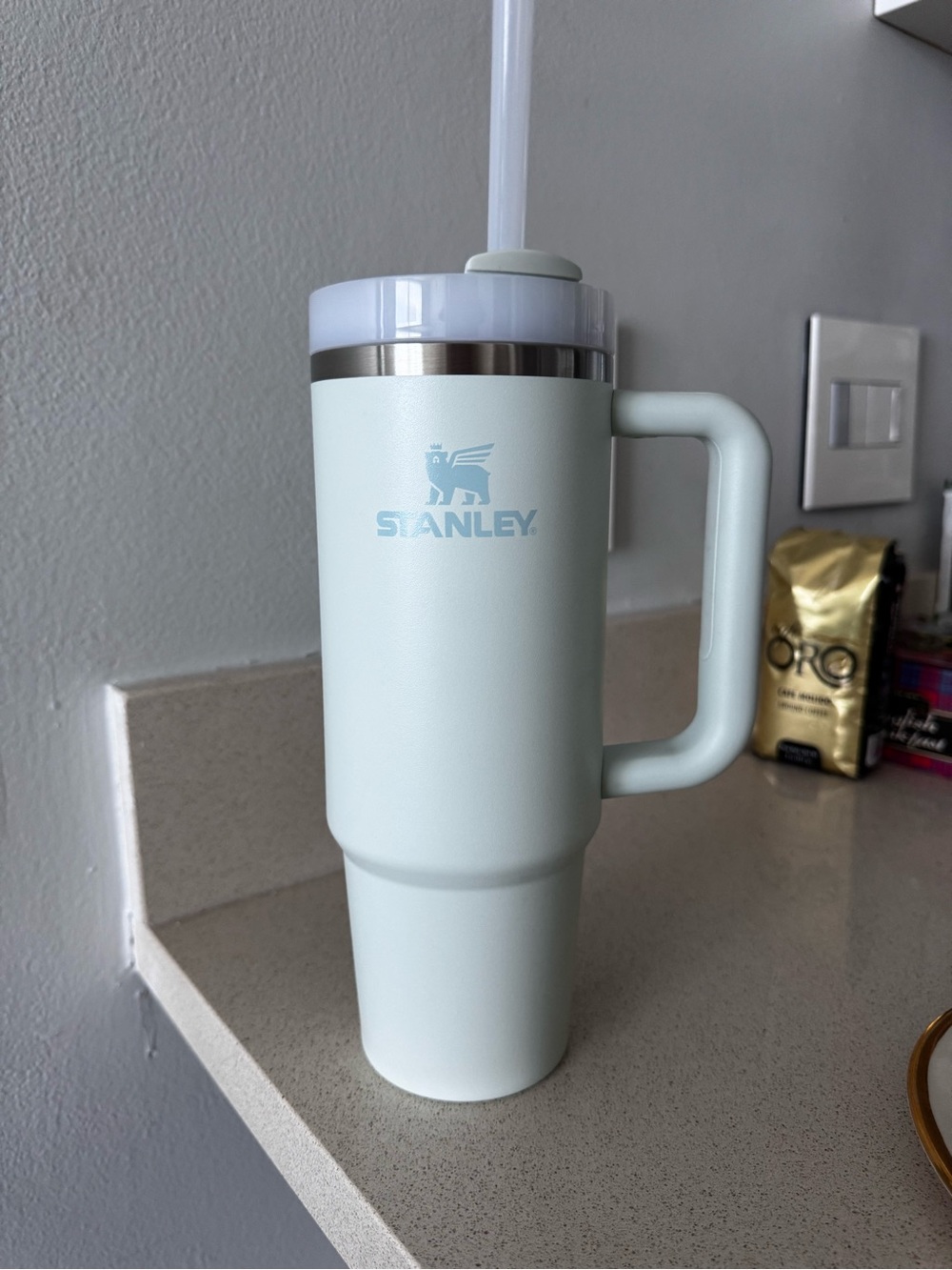 Stanley Mint Green Insulated Travel Tumbler with Handle and Straw